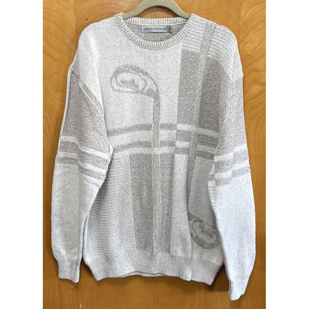 VTG Shenandoah Mens Knit Golf Sweater Textured Beige Size L Made In USA NWOT